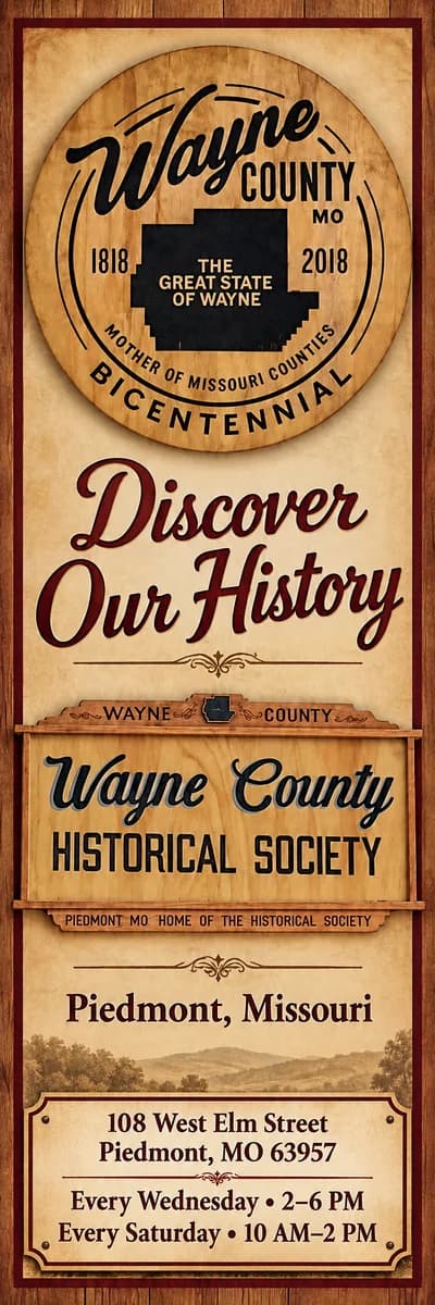 Wayne County Historical Society — Luna Museum, Piedmont, MO. Visit online.