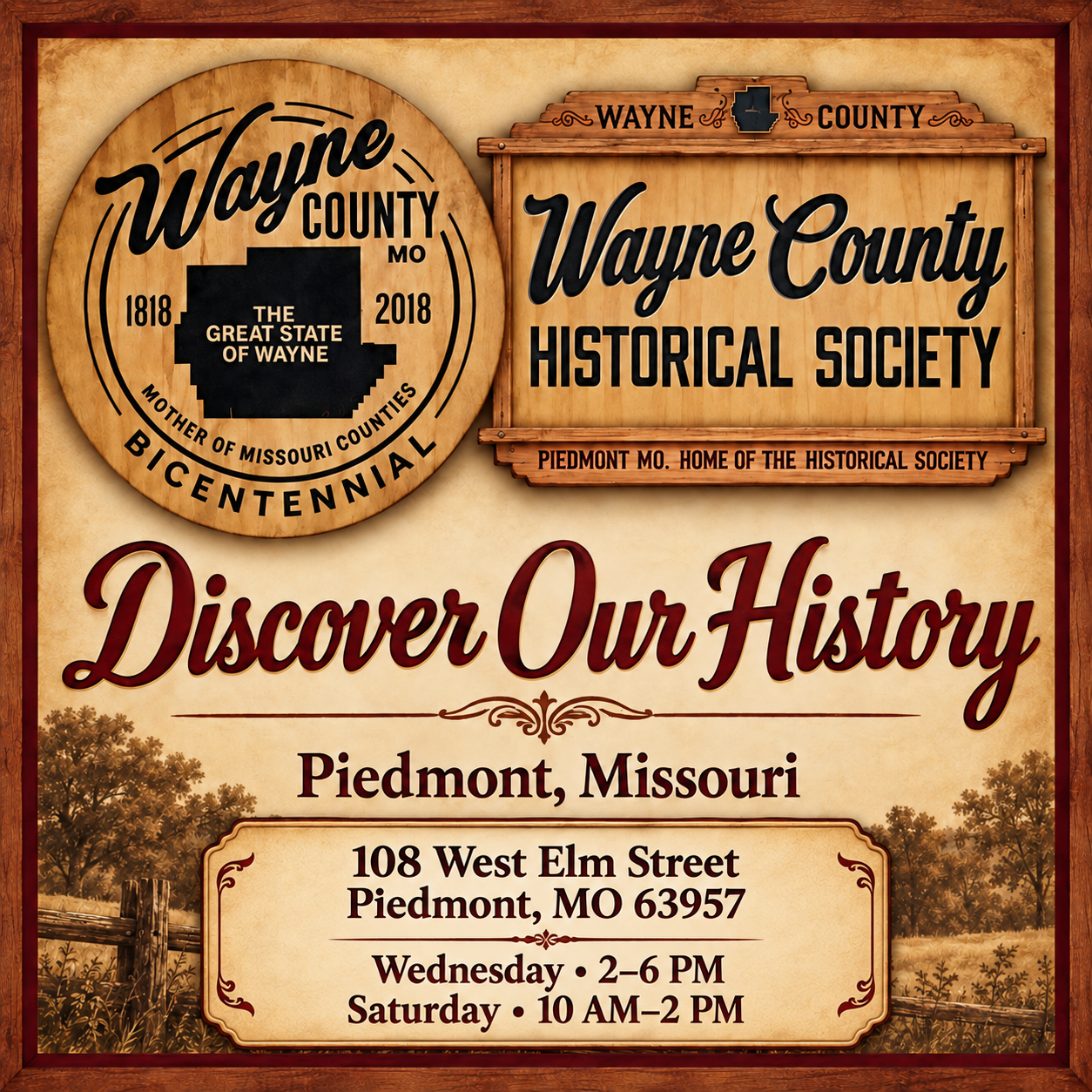 Wayne County Historical Society — Luna Museum, Piedmont, MO. Visit online.